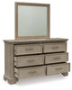 Vallardia Dresser and Mirror;Light Grayish Brown