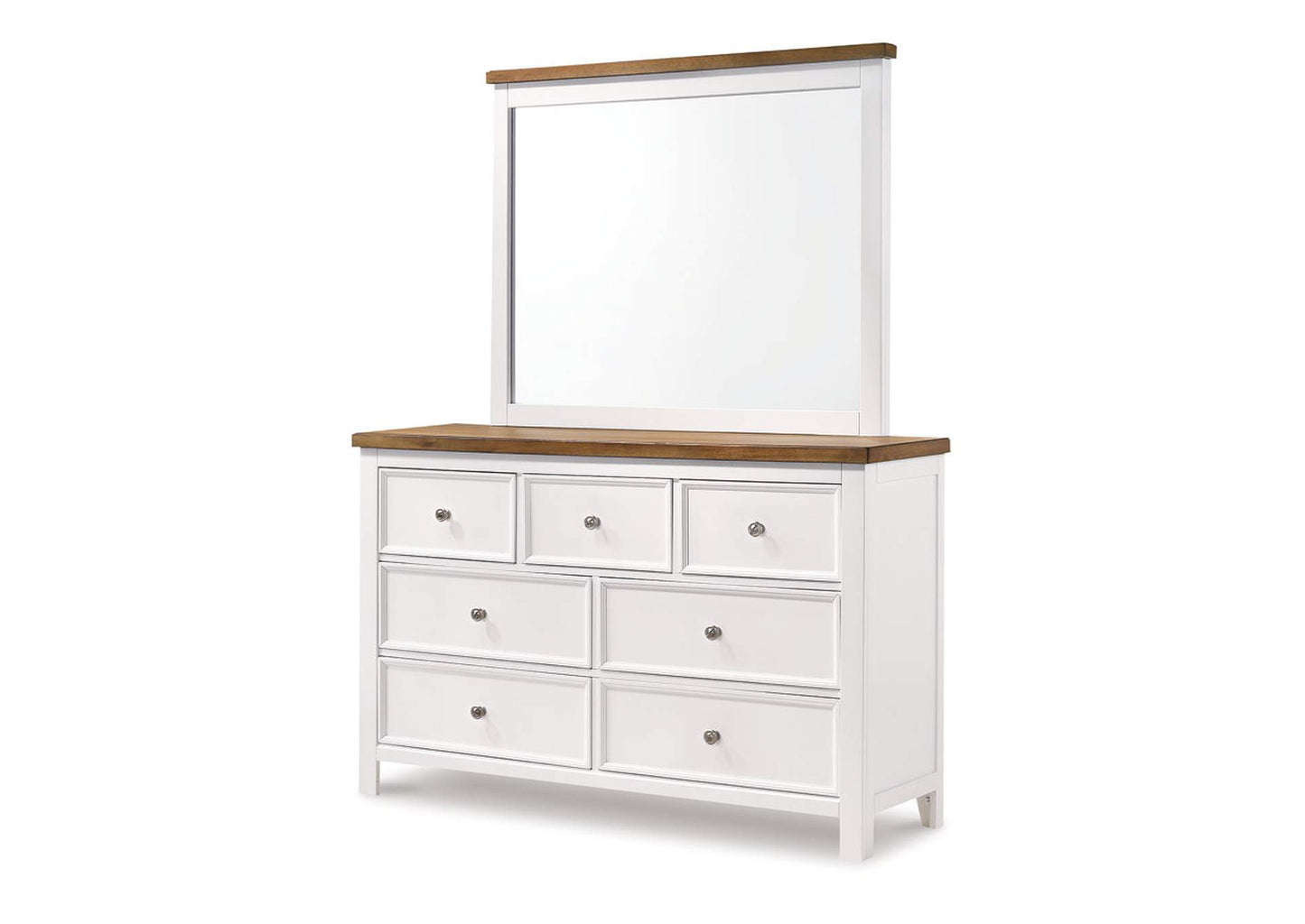 Westconi King Panel Bed with Mirrored Dresser, Chest and Nightstand