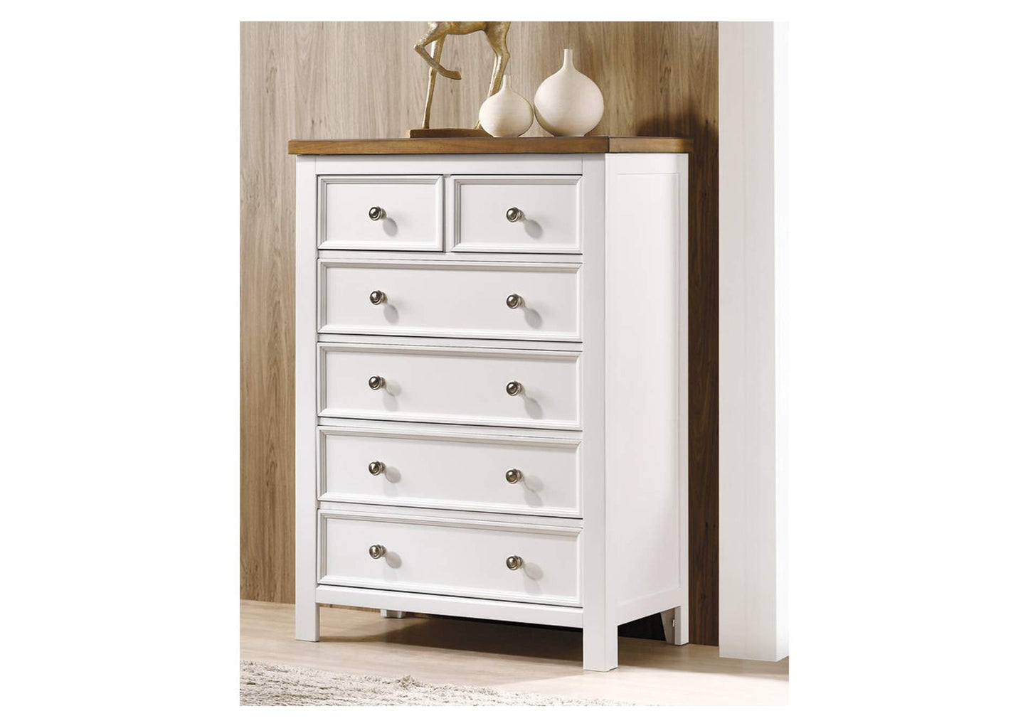 Westconi King Panel Bed with Mirrored Dresser, Chest and Nightstand