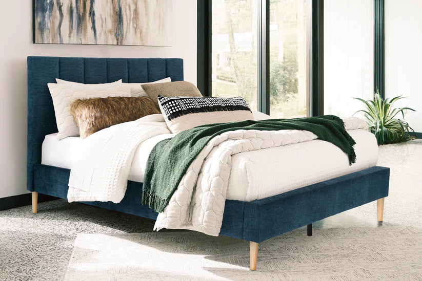 Sonian Queen UPH Bed with Slats;Navy