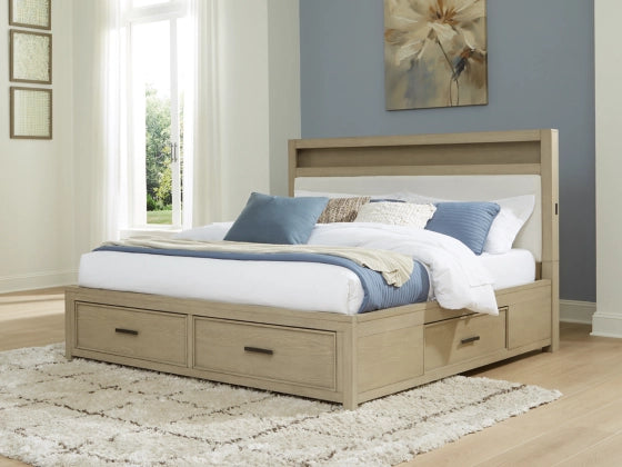 Calmoro Queen Bookcase Bed;Gray
