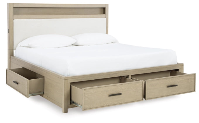 Calmoro Queen Bookcase Bed;Gray