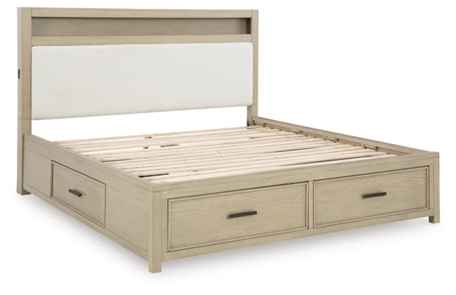 Calmoro Queen Bookcase Bed;Gray