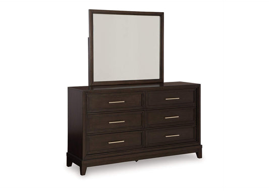 Neymorton Dresser and Mirror; Dark Grayish Brown
