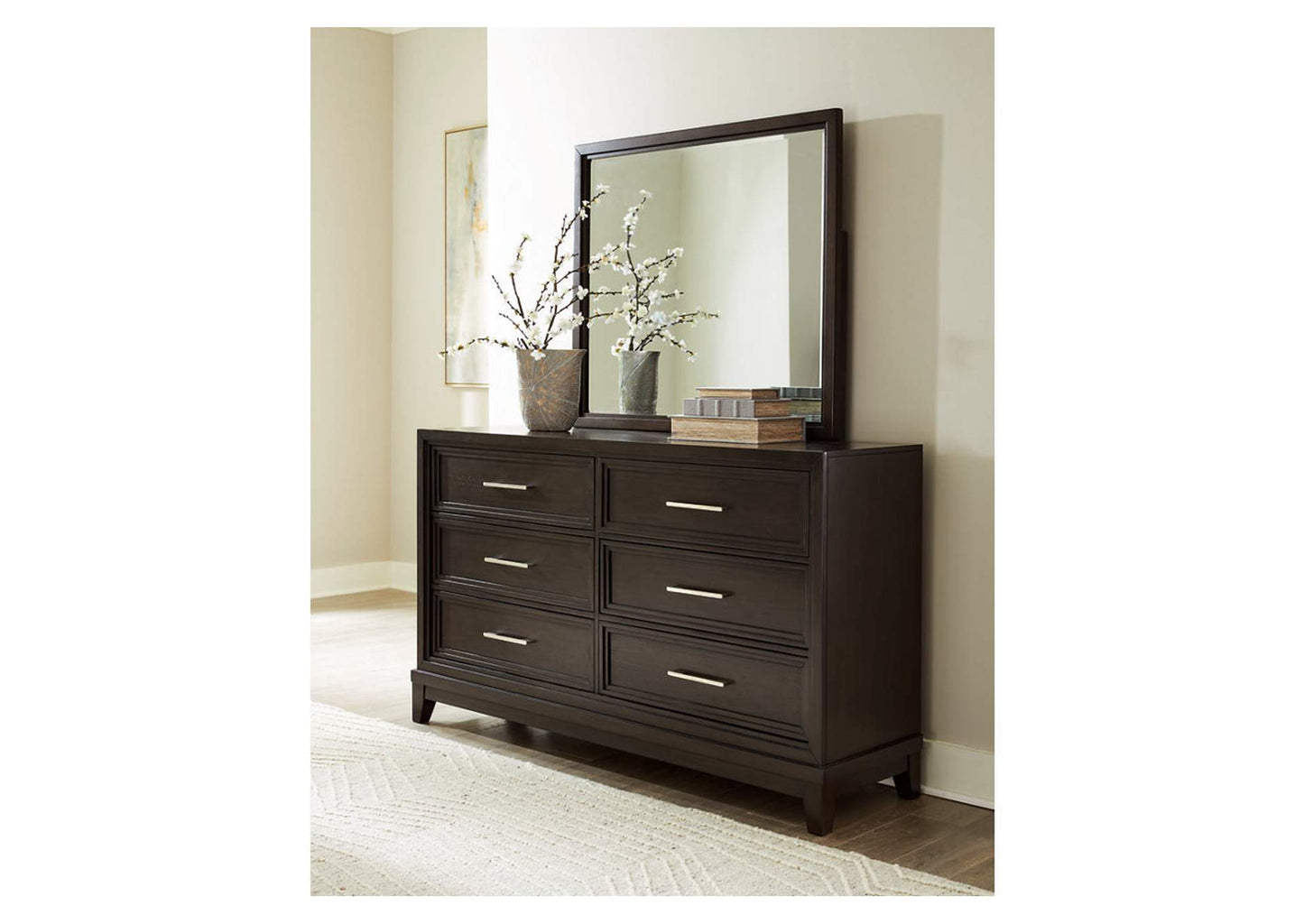 Neymorton Dresser and Mirror; Dark Grayish Brown