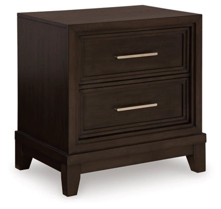 Neymorton Two Drawer Night Stand; Dark Grayish Brown