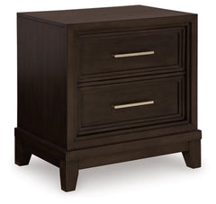 Neymorton Two Drawer Night Stand; Dark Grayish Brown