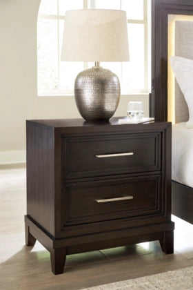 Neymorton Two Drawer Night Stand; Dark Grayish Brown