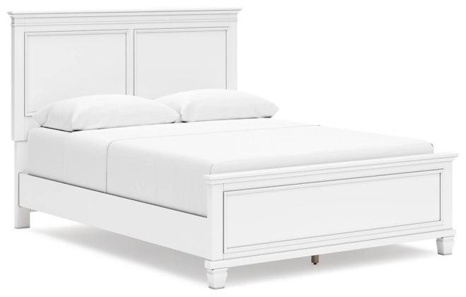 Fortman Queen Bed With Mirrored Dresser, Chest and Nightstand;White