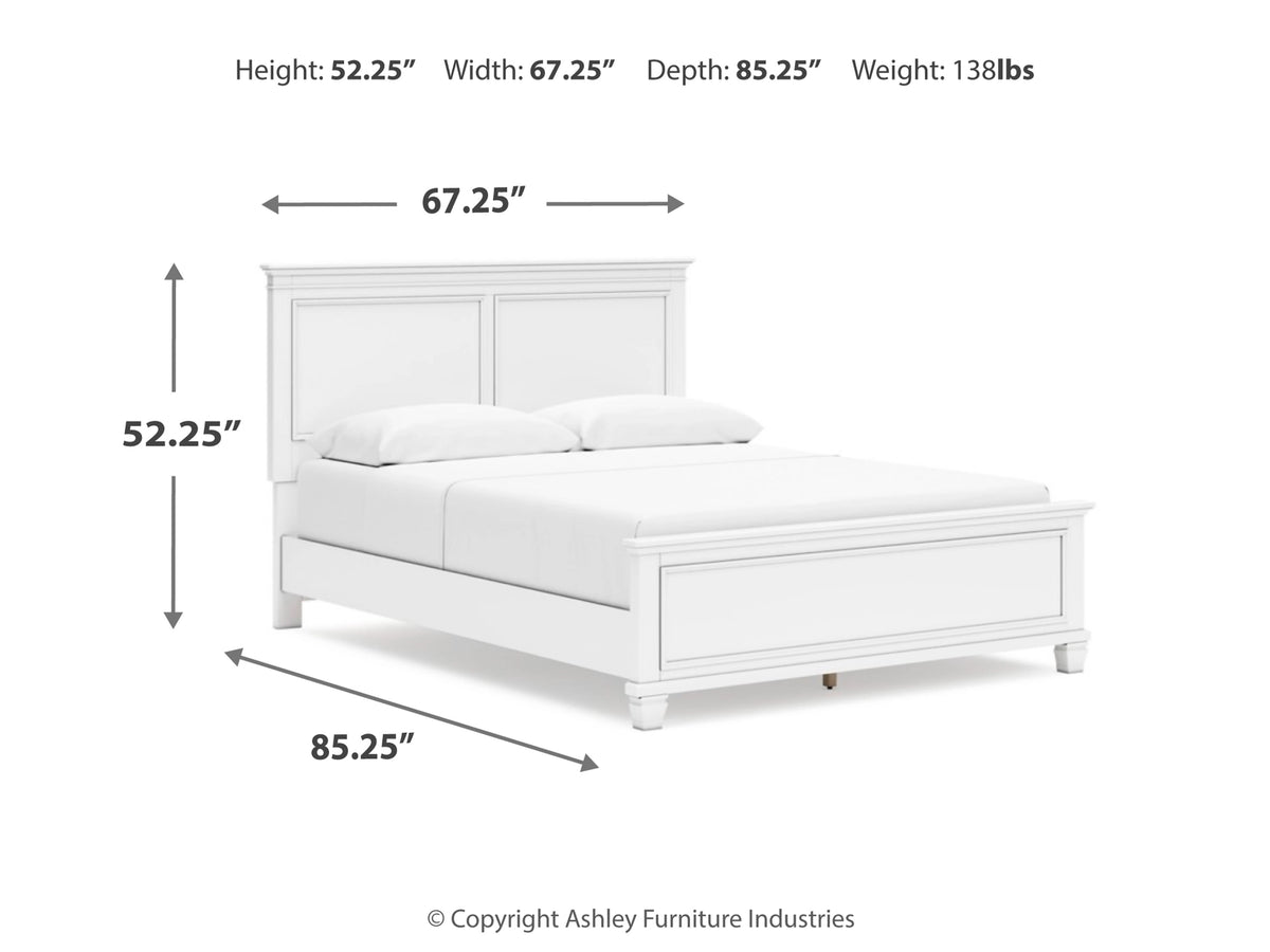 Fortman Queen Panel Bed;WHITE