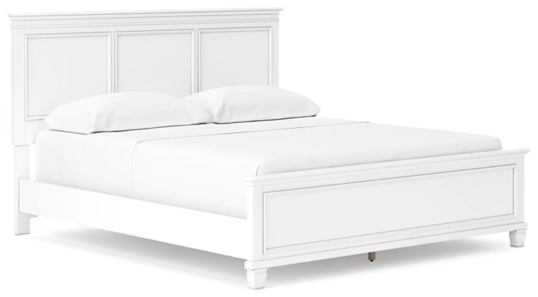 Fortman King Bed With Mirrored Dresser, Chest and Nightstand;White