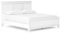 Fortman King Bed With Mirrored Dresser, Chest and Nightstand;White