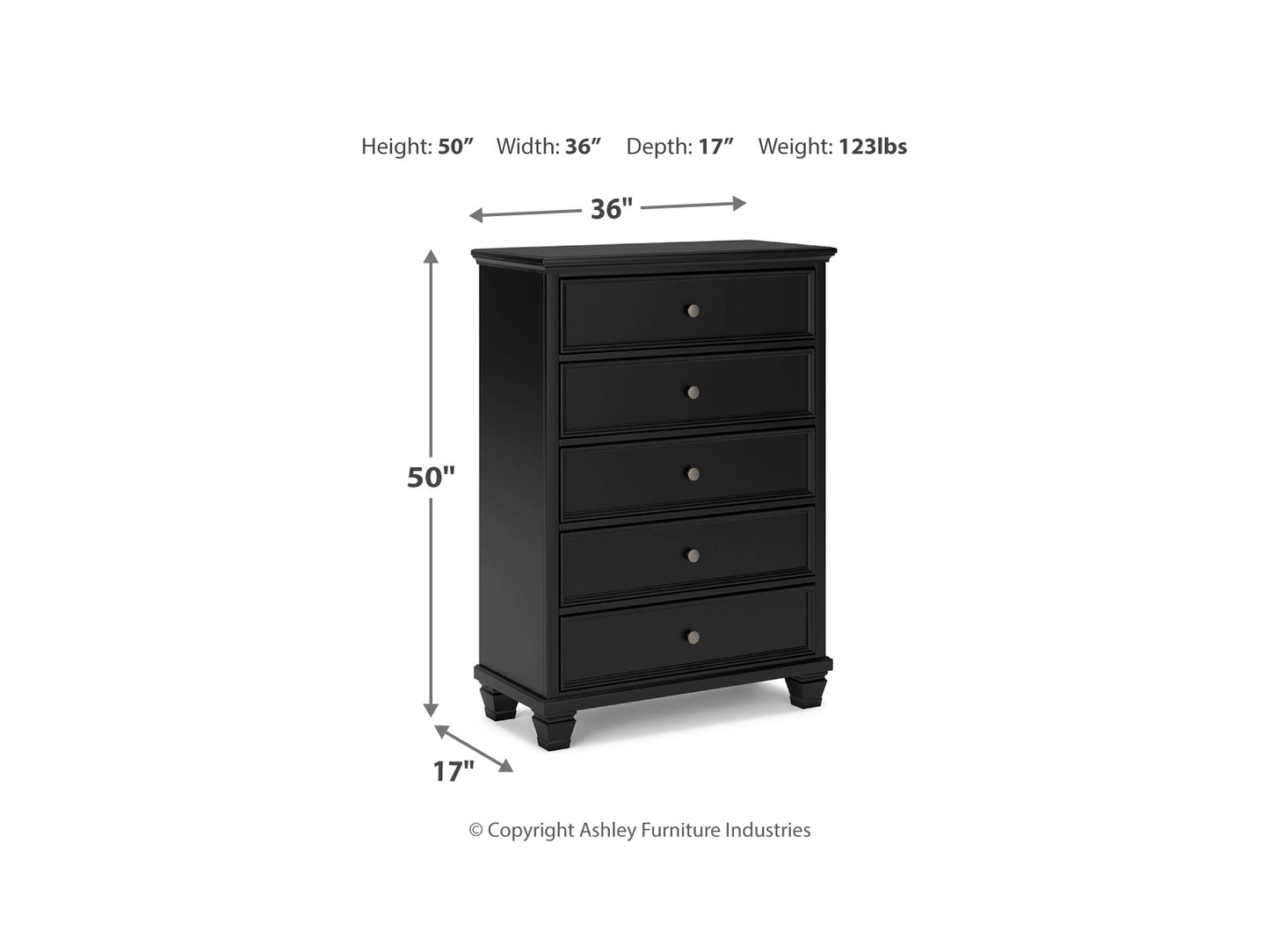 Lanolee 5 Drawer Chest of Drawers