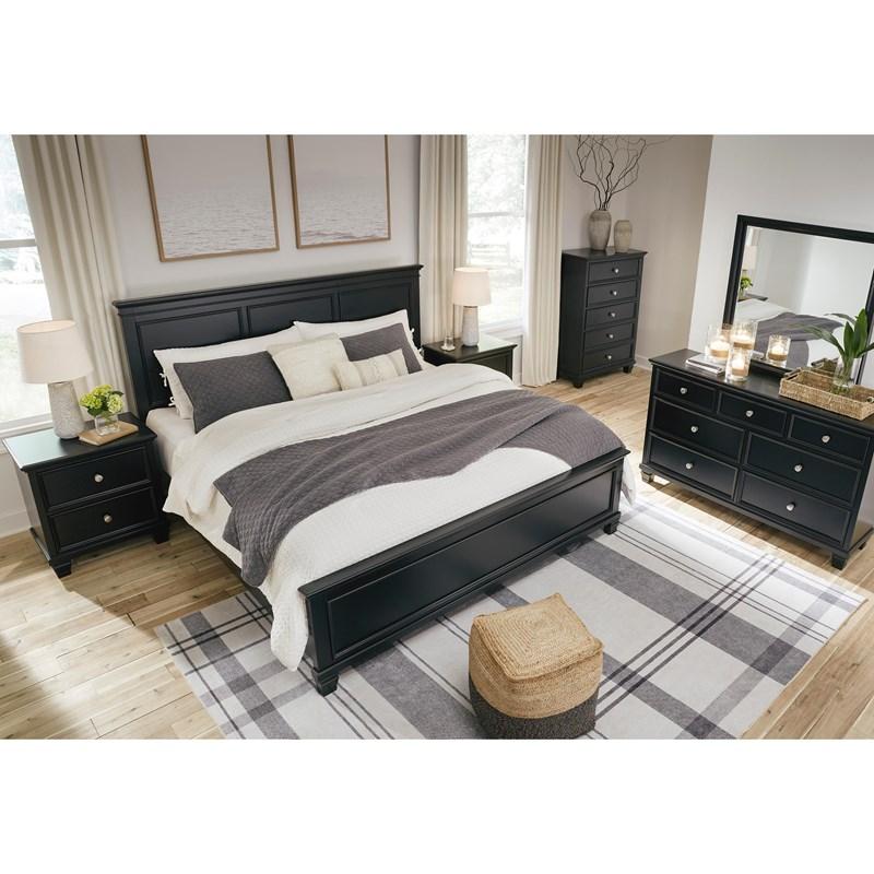 Lanolee King Panel Bed;Black