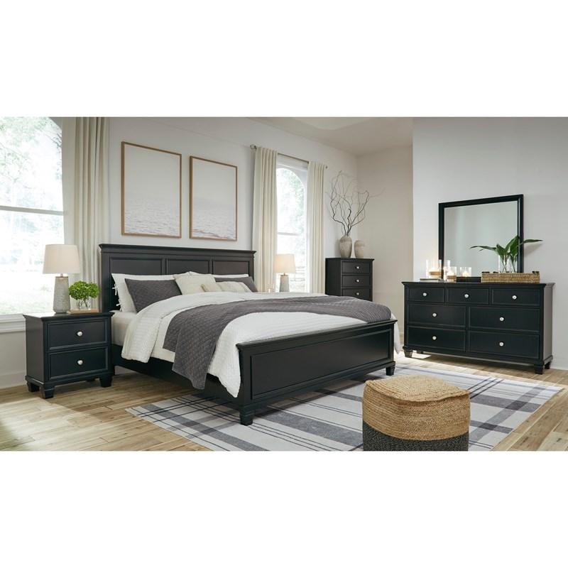 Lanolee King Panel Bed;Black