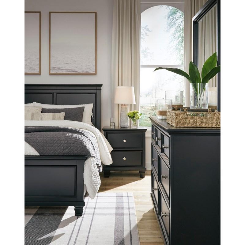 Lanolee King Panel Bed;Black