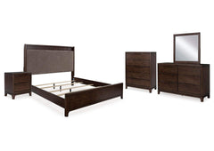 Korestone Queen Bed With Mirrored Dresser, Chest and Nightstand