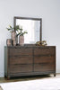 Korestone Dresser and Mirror; Dark Brown