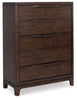 Korestone Five Drawer Chest; Dark Brown