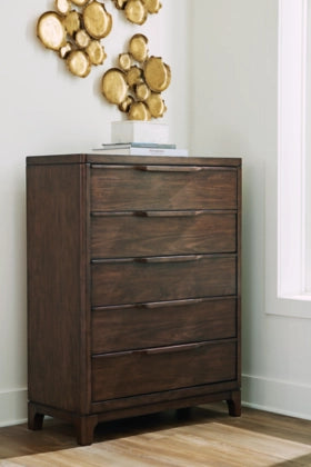 Korestone Five Drawer Chest; Dark Brown