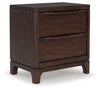 Korestone Two Drawer Night Stand; Dark Brown