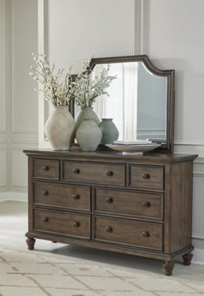 Veramond Dresser and Mirror;Dark Brown