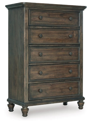 Veramond Five Drawer Chest;Dark Brown