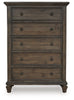Veramond Five Drawer Chest;Dark Brown