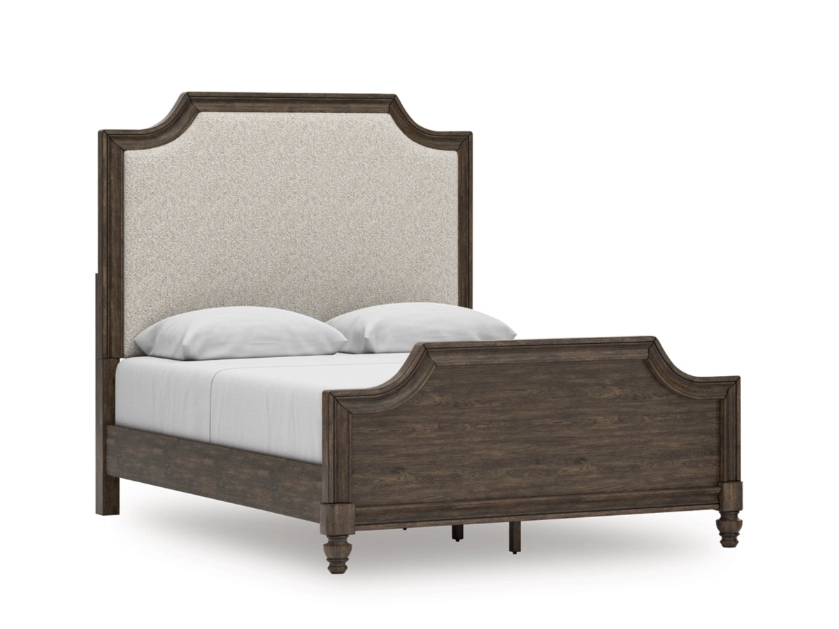 Veramond King Upholstered Bed; Dark Brown