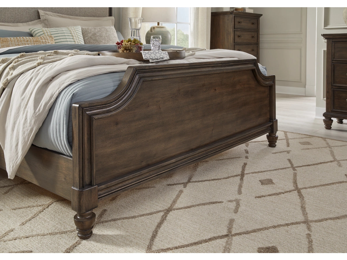 Veramond King Upholstered Bed; Dark Brown