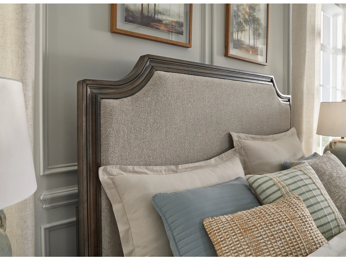 Veramond King Upholstered Bed; Dark Brown