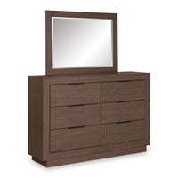 Frost Valley Six Drawer Dresser and Mirror;Brown