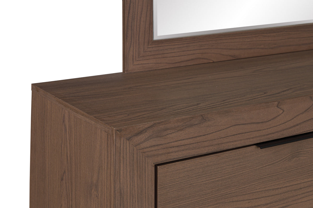 Frost Valley Six Drawer Dresser and Mirror;Brown