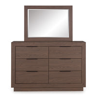 Frost Valley Six Drawer Dresser and Mirror;Brown