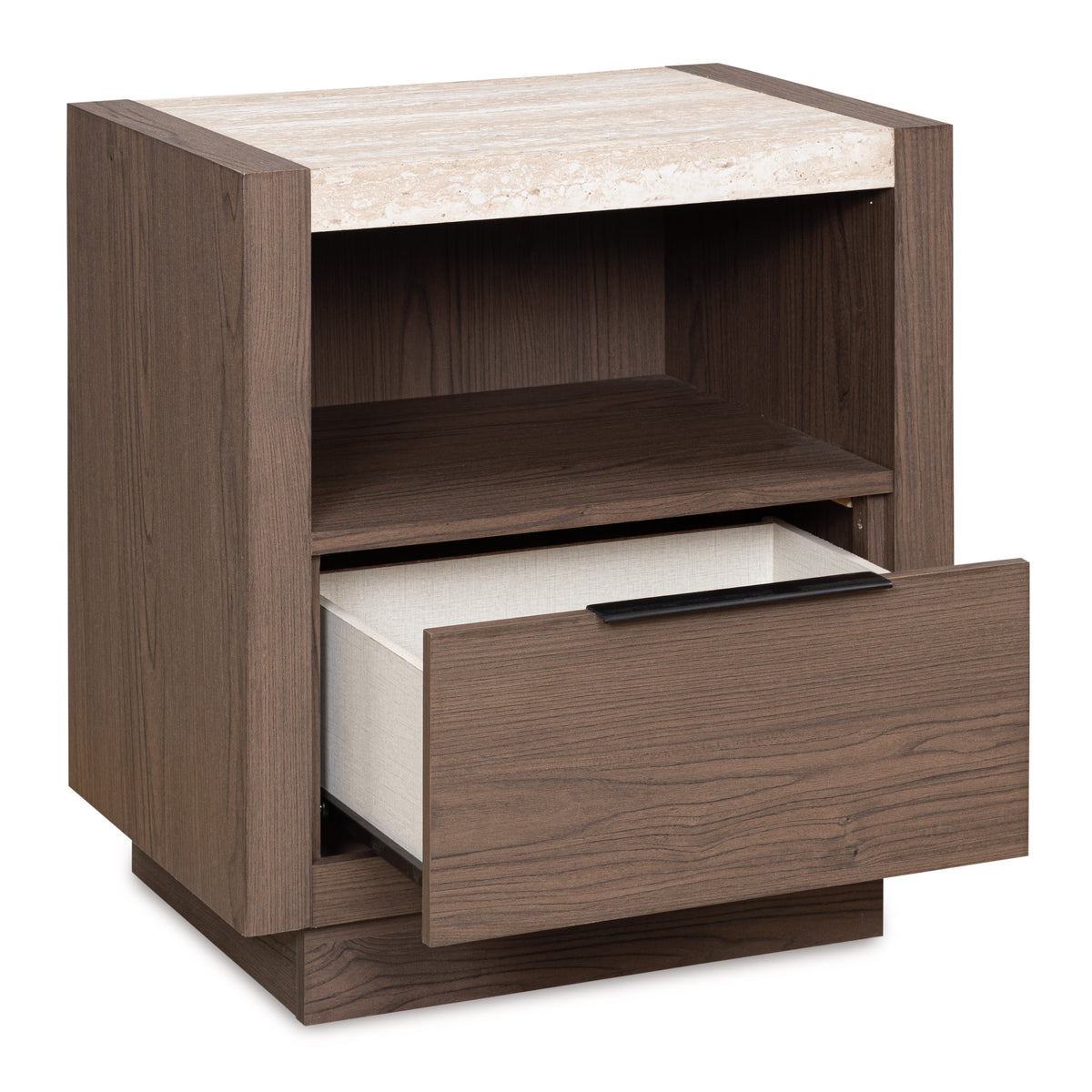 Frost Valley One Drawer Night Stand;Brown/White