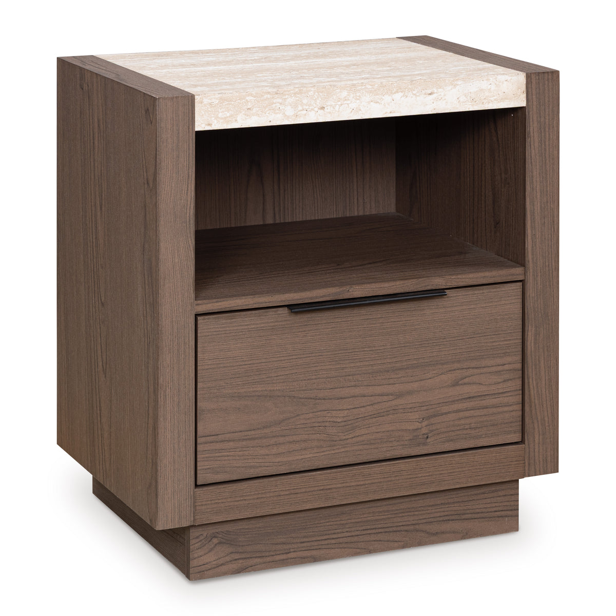 Frost Valley One Drawer Night Stand;Brown/White