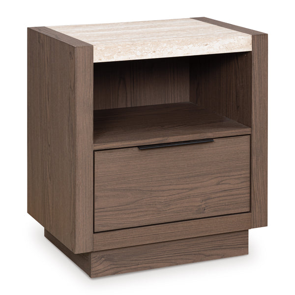 Frost Valley One Drawer Night Stand;Brown/White