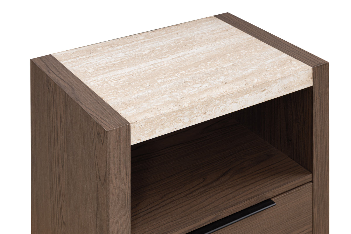 Frost Valley One Drawer Night Stand;Brown/White