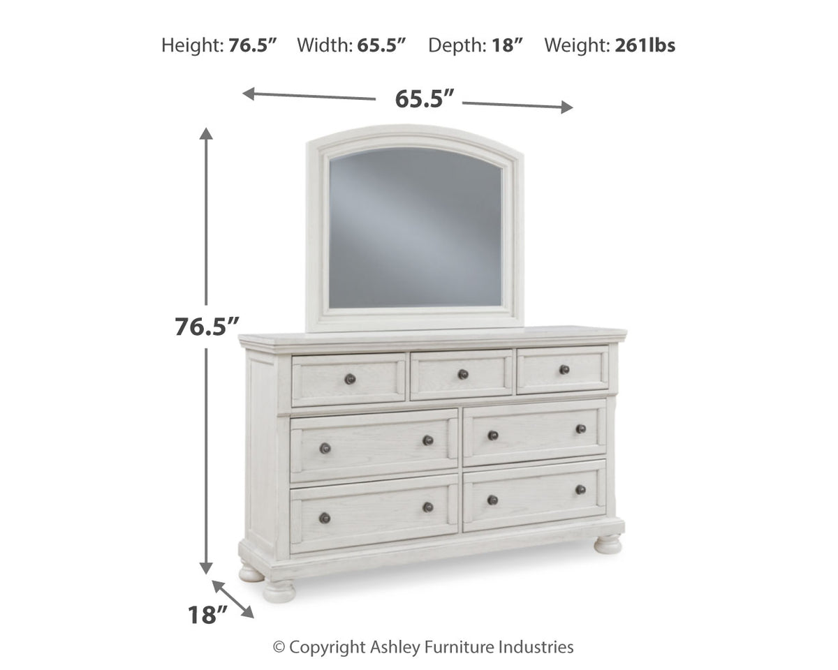 Robbinsdale Dresser and Mirror;Antique White