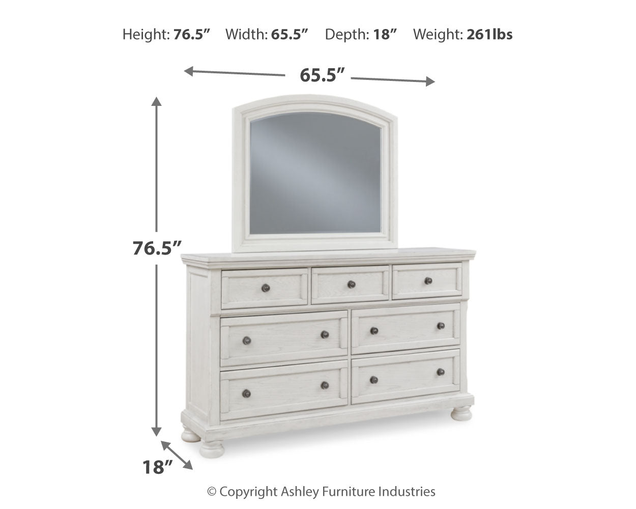 Robbinsdale Dresser and Mirror;Antique White