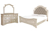 Realyn Queen Bed with Mirrored Dresser and Nightstand