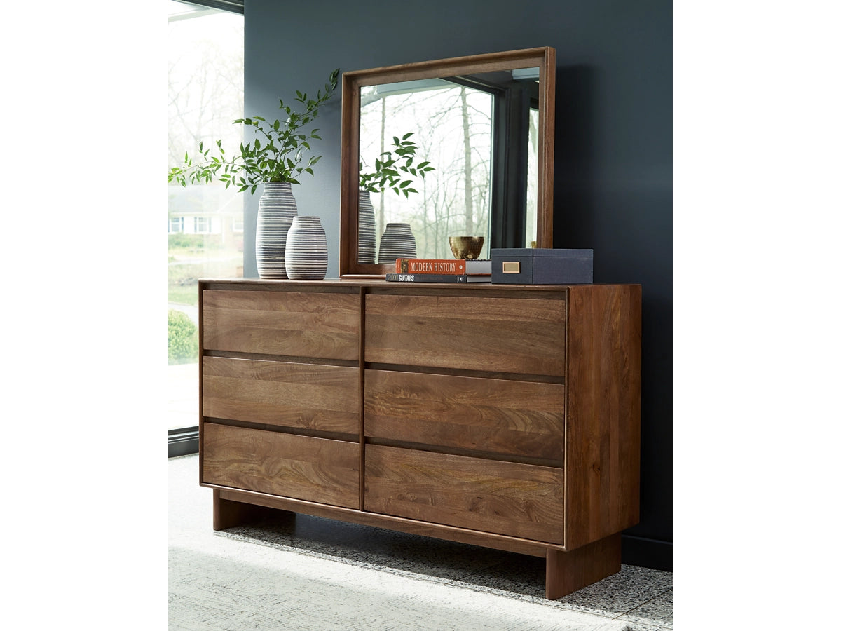 Isanti Dresser and Mirror; Light Brown
