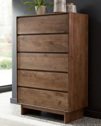 Isanti Five Drawer Chest; Light Brown