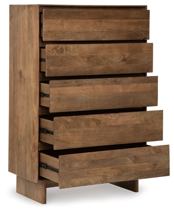 Isanti Five Drawer Chest; Light Brown