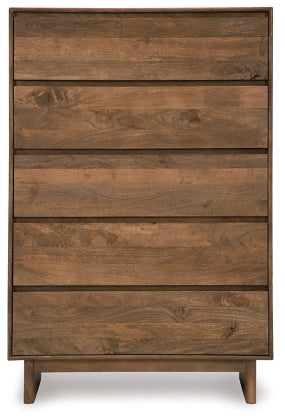 Isanti Five Drawer Chest; Light Brown