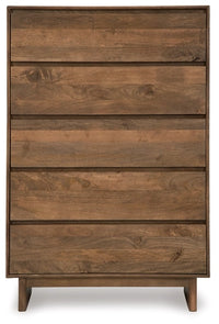 Isanti Five Drawer Chest; Light Brown