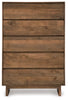 Isanti Five Drawer Chest; Light Brown