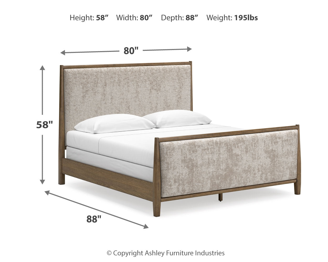 Roanhowe King Upholstered Bed;Brown