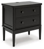 Portdown Two Drawer Night Stand; Black
