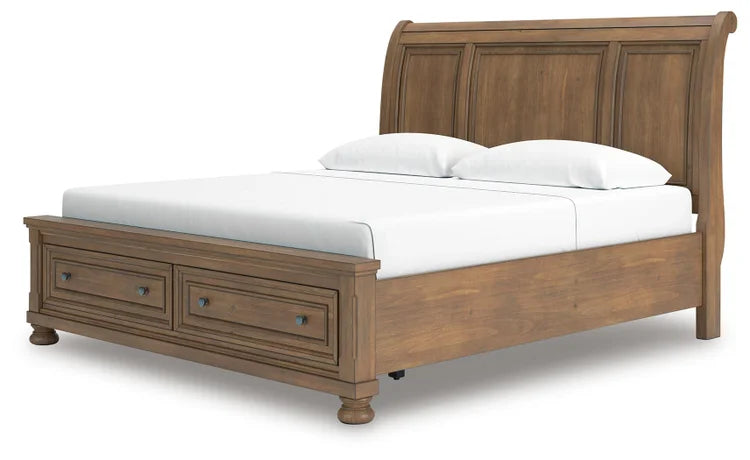 Vandenmore King Storage Sleigh Bed;Medium Brown